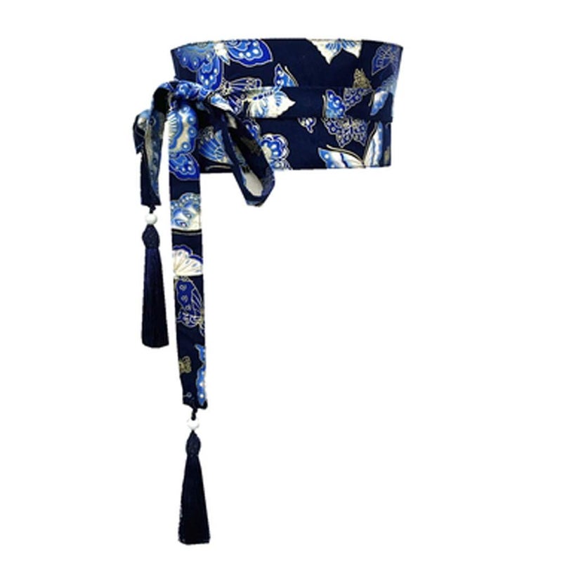 thefancypumpkin Japanese Yukata Kimono OBI with Tassel Belt Harajuku Waistband-V12 - Image 1